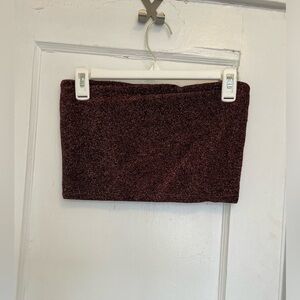 Sparkly magenta strapless crop top